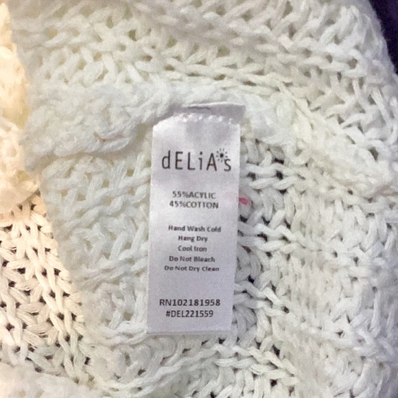 🏷️ BNWT deLiA*s x Dolls Kill Ivory Crochet Crop Top Pink & Orange Stripes~Sz M - Picture 8 of 13